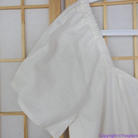 NEW Madewell Linen-Cotton Puff-Sleeve Mini Dress, lighthouse, 14‎ - Picture 11 of 16